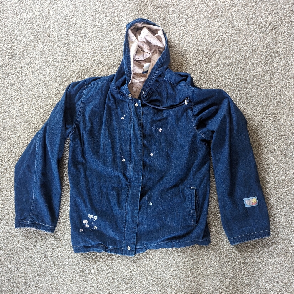 Vintage Disney Store Winnie The Pooh Jacket Women Size XXL Hooded Denim Coat